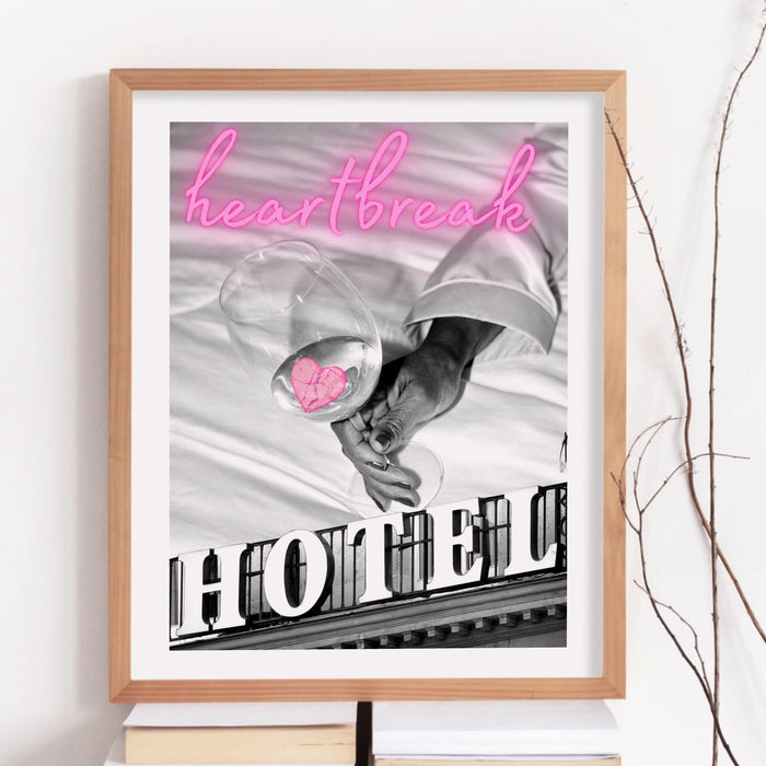 Black and white trendy retro wall art, trendy aesthetic print, black and white wall decor, pink print, funny art, minimalist, digital art