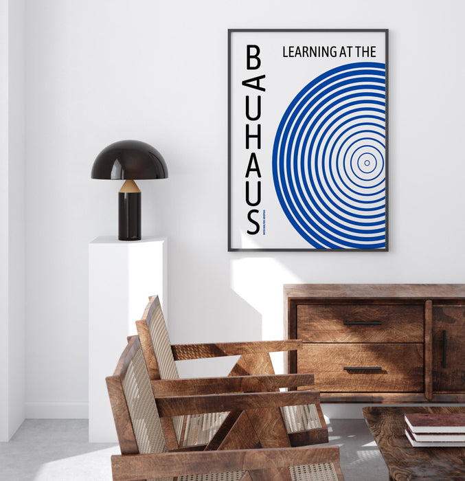 Bauhaus printable blue exhibition poster, bauhaus artwork, bauhaus 1923, mid century poster, retro office decor, high quality poster