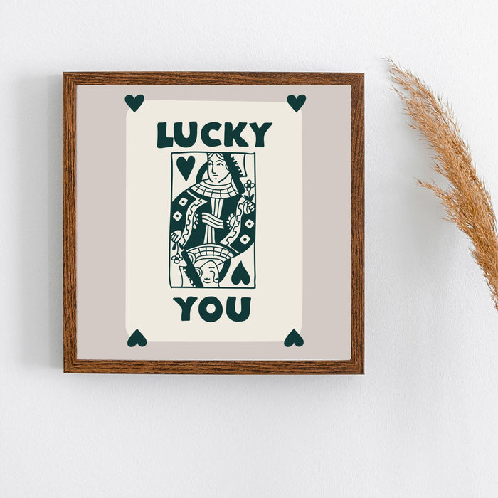 12.5" x 12.5" green and beige neutral poster, trendy retro wall art, set of 9,trendy aesthetic print,lucky you poster,boho digital art