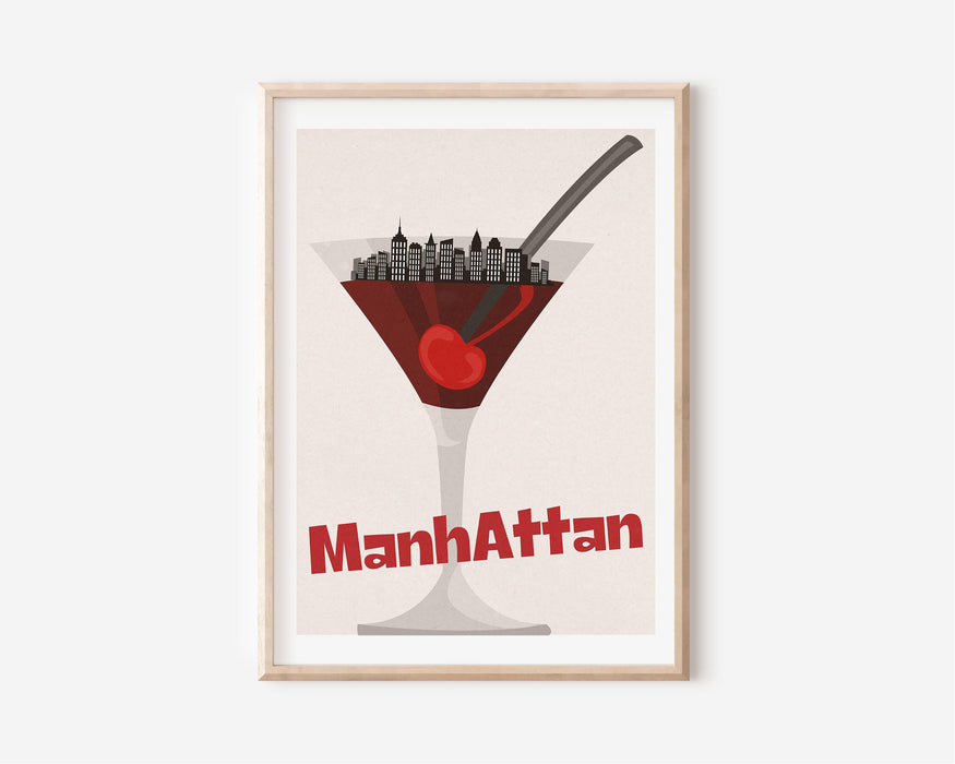 Bar cart art deco cocktails poster, digital download, digital print, manhattan poster, retro print , poster, bar art, printable wall art