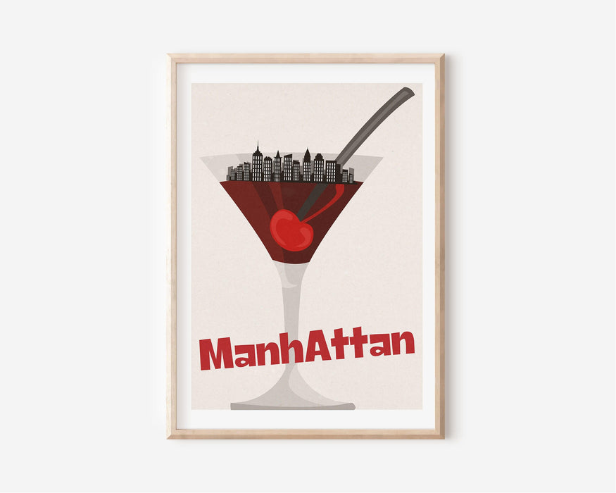 Bar cart art deco cocktails poster, digital download, digital print, manhattan poster, retro print , poster, bar art, printable wall art