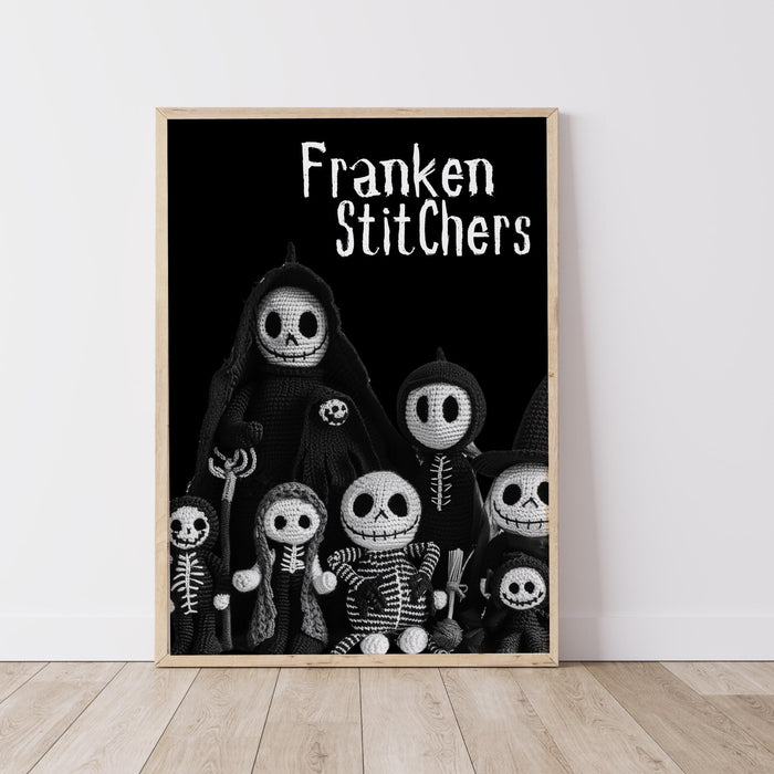 Crochet Lovers Halloween inspiration wall art cute halloween print black white spooky halloween decor funny digital download