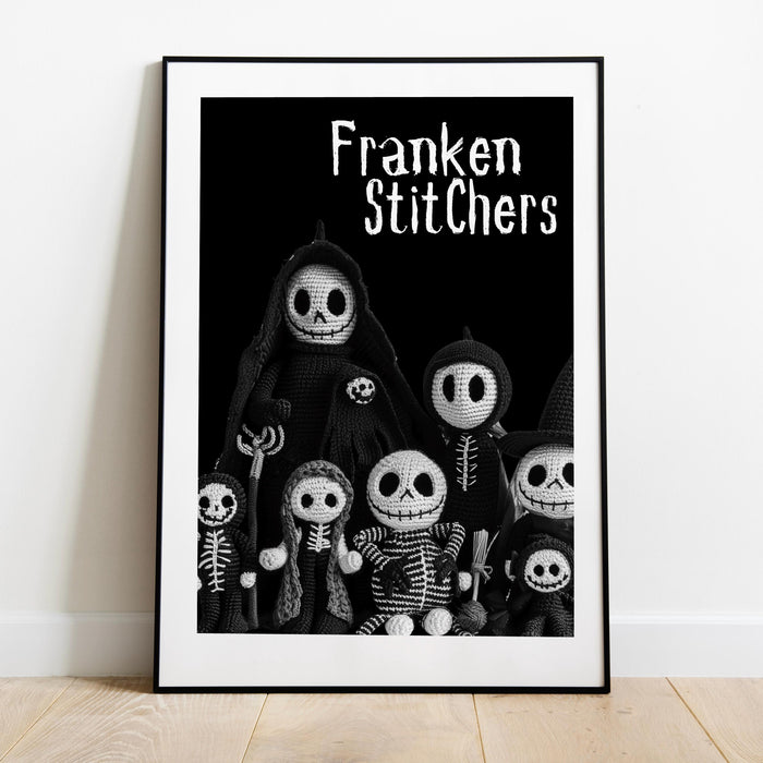 Crochet Lovers Halloween inspiration wall art cute halloween print black white spooky halloween decor funny digital download