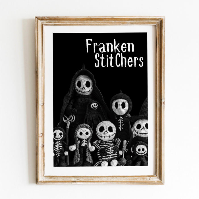 Crochet Lovers Halloween inspiration wall art cute halloween print black white spooky halloween decor funny digital download