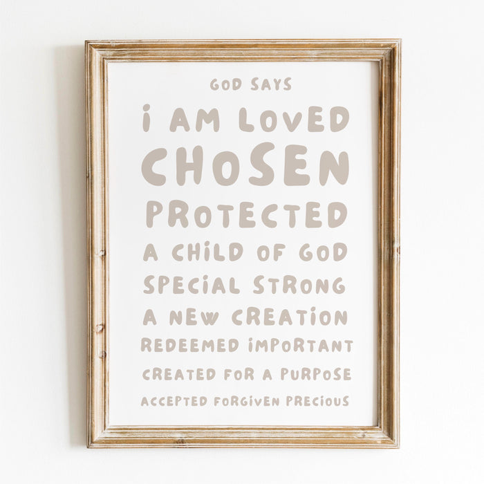 God Says I Am Loved Christian Scripture Gift Pink Orange Poster Pink Wall Art Printable Maximalist Christian Dorm Digital Download