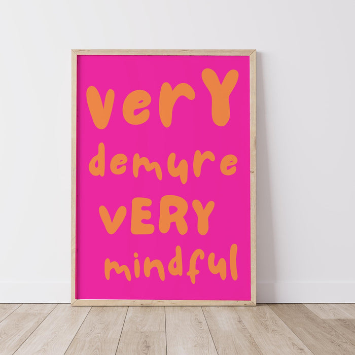 Very Demure Mindful Pink Orange Poster, Funky 70s Pink Wall Art Digital Artwork,Printable, Girly Dorm Room Art Trendy Retro Digital Download