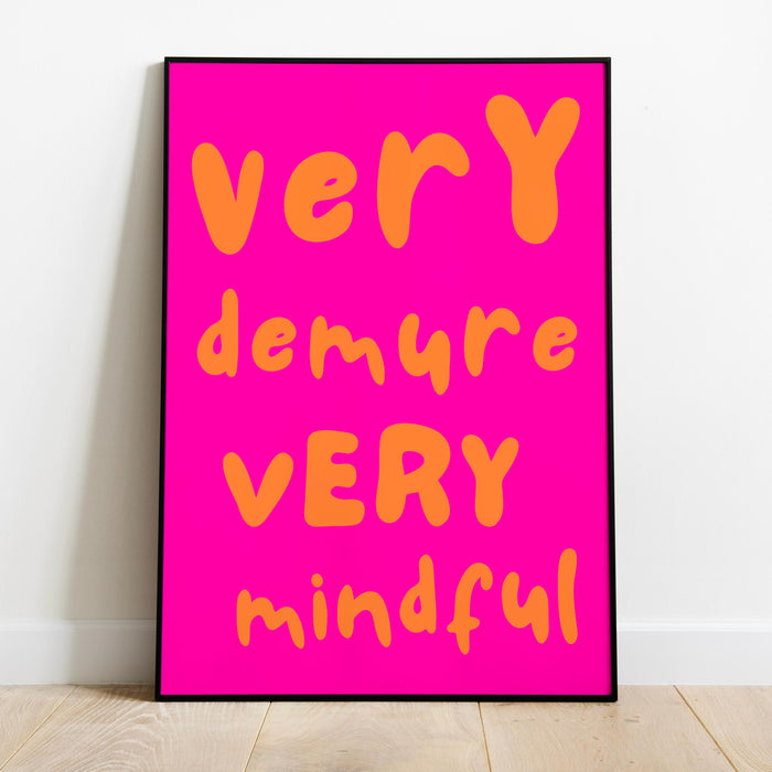 Very Demure Mindful Pink Orange Poster, Funky 70s Pink Wall Art Digital Artwork,Printable, Girly Dorm Room Art Trendy Retro Digital Download