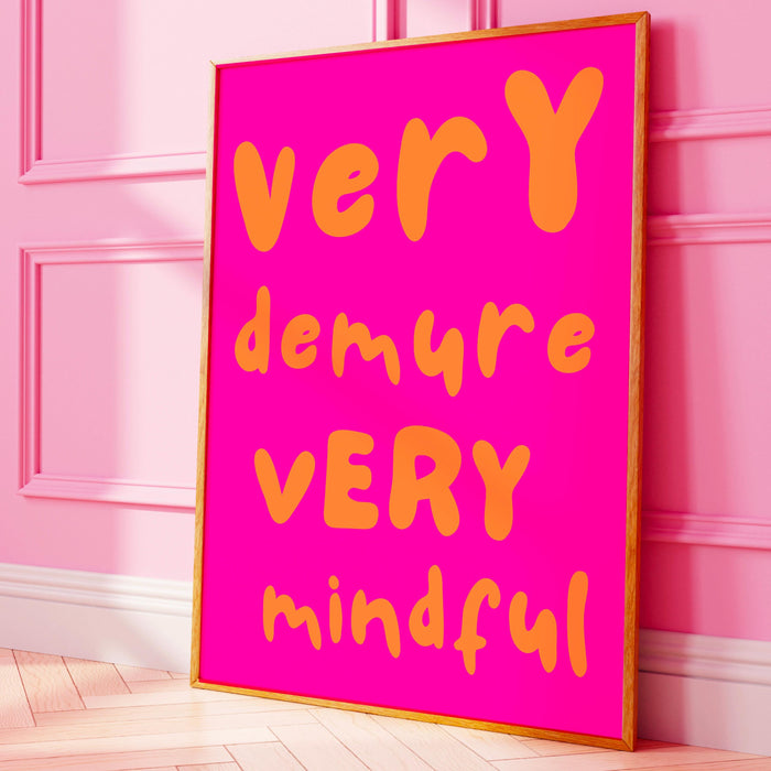 Very Demure Mindful Pink Orange Poster, Funky 70s Pink Wall Art Digital Artwork,Printable, Girly Dorm Room Art Trendy Retro Digital Download