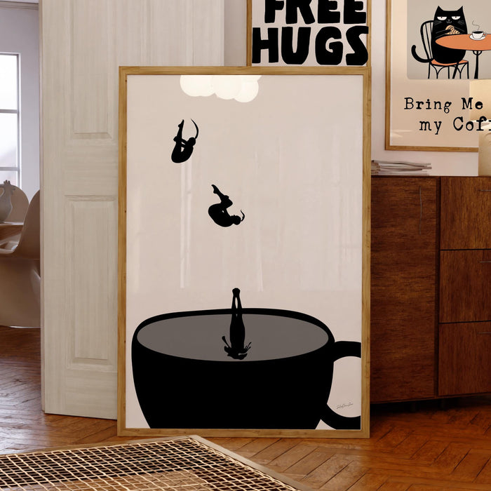 Coffee print, drink poster, modern kitchen decor, retro poster, pop art, kitchen art, exhibition poster, illustration, coffee lover