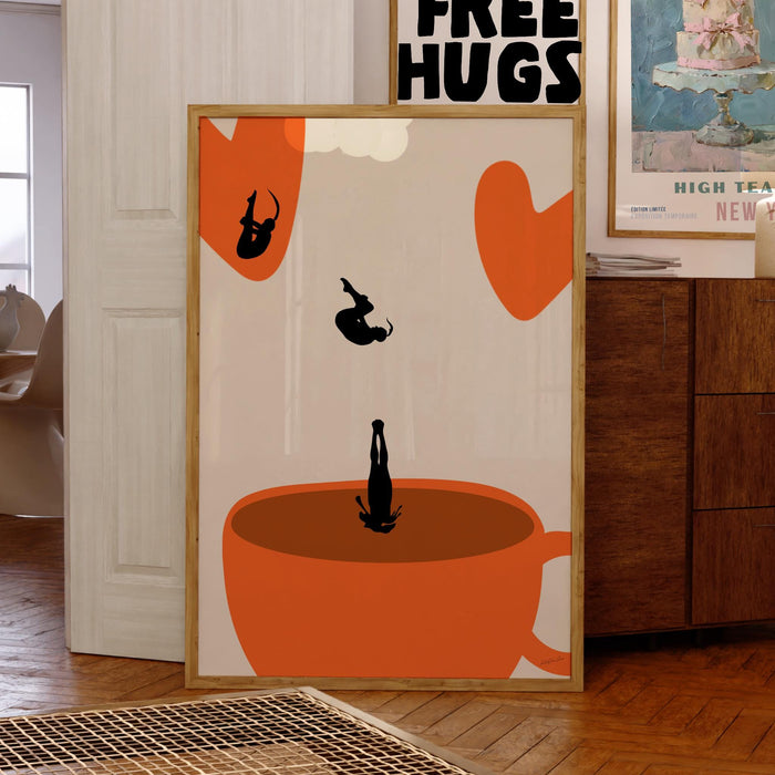 Love Coffee print, drink poster, modern kitchen decor, retro poster, pop art, kitchen art, exhibition poster, illustration, coffee lover