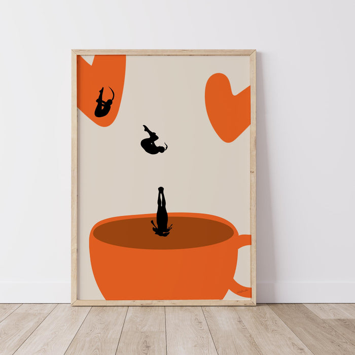 Love Coffee print, drink poster, modern kitchen decor, retro poster, pop art, kitchen art, exhibition poster, illustration, coffee lover