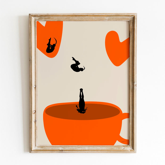 Love Coffee print, drink poster, modern kitchen decor, retro poster, pop art, kitchen art, exhibition poster, illustration, coffee lover