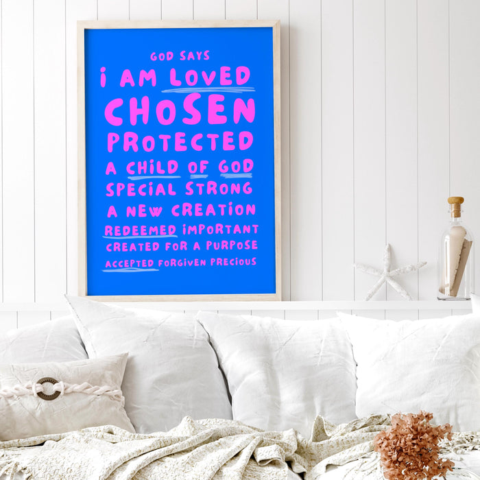 Modern Christian Art Christian Wall Art Scripture Decor Blue Pink Wallart Bible Verse Wall Art Spiritual Art Religious Digital Download