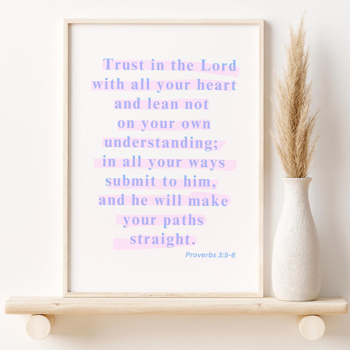 Proverbs Modern Christian Art God Wall Art Scripture Decor Blue Pink Wallart Bible Verse Wall Art Spiritual Art Religious Digital Download