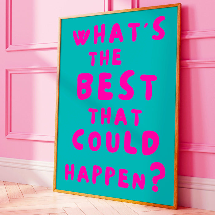 Positive quote dopamine decor pink turquoise poster funky 70s wall art digital artwork printable girly dorm room trendy digital download