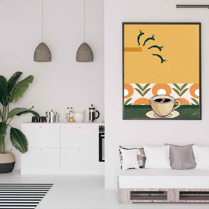 Coffee print, drink poster, modern kitchen decor, retro poster, pop art, kitchen art, exhibition poster, illustration, coffee lover