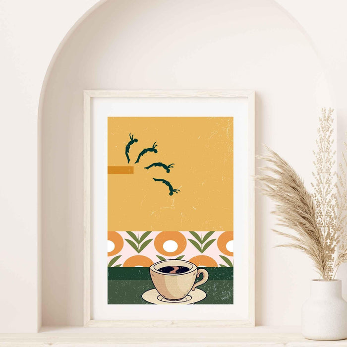 Coffee print, drink poster, modern kitchen decor, retro poster, pop art, kitchen art, exhibition poster, illustration, coffee lover