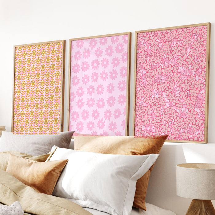 Daughter gift, pink orange wall art, digital download,  orange pink decor, daughter gift art, printable set of 3, daughter birthday gift,