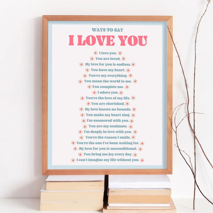 I love you wall print, digital download print, retro wall decor, large printable art, downloadable prints