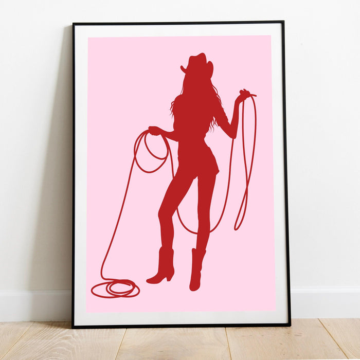 Pink print, cowgirl wall art | cute western decor | cowgirl boot print | preppy wall art digital download | howdy poster | printable poster