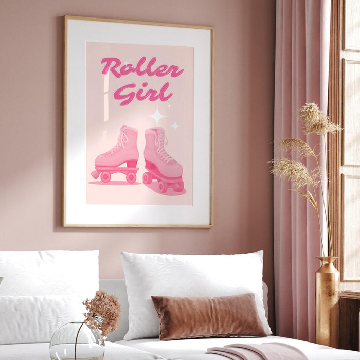 Roller girl print | disco print | girls drinking print | fashion wall art | stylish wall art | trendy art | funky prints |  dork decor,