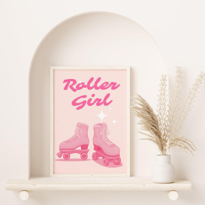 Roller girl print | disco print | girls drinking print | fashion wall art | stylish wall art | trendy art | funky prints |  dork decor,
