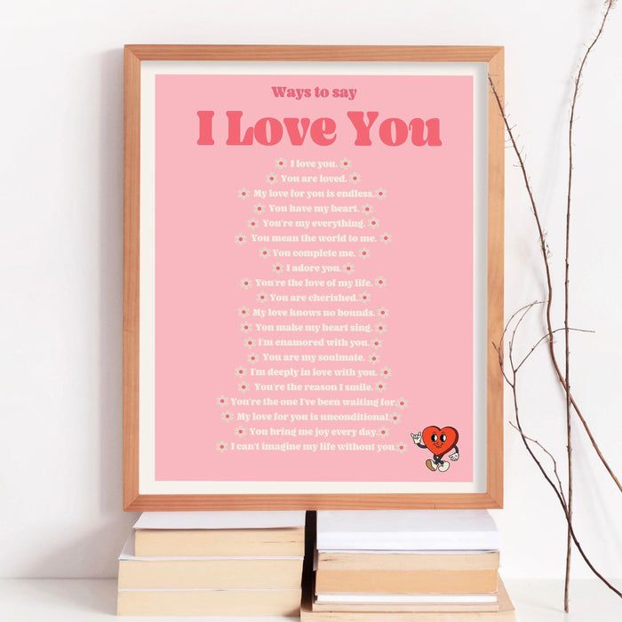 Ways to say i love you preppy wall art funky maximalist decor, trendy retro wall art preppy y2k room decor aesthetic poster groovy wall art
