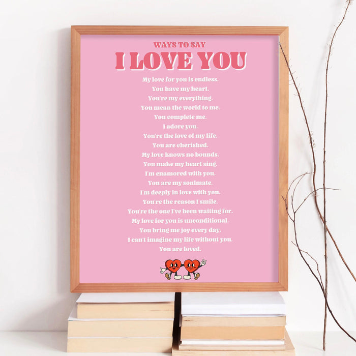 Ways to say i love you girly wall art y2k room decor, retro wall art coquette room decor, bar cart art large wall art preppy dorm decor