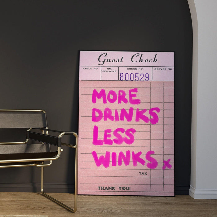 Trendy retro wall art, guest check,retro trendy aesthetic wall art pink print, trendy wall art, vibrant, funny art, bar cart art printable
