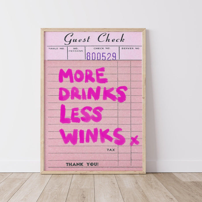 Trendy retro wall art, guest check,retro trendy aesthetic wall art pink print, trendy wall art, vibrant, funny art, bar cart art printable