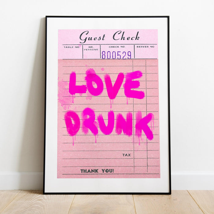 Trendy retro wall art, guest check print, retro trendy aesthetic pink wall art, trendy wall art, vibrant, funny art, bar cart art printable