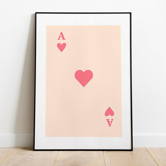 Trendy retro wall art, ace hearts card print, retro trendy aesthetic wall art pink print, trendy vibrant, funny art, bar cart printable