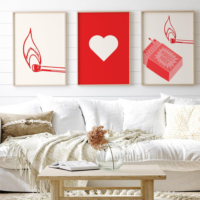 Trendy retro wall art set of 9, modern aesthetic print, lucky you poster, red cream print, trendy wall art funny dorm art minimalist digital