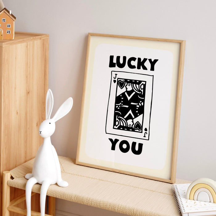 Trendy retro wall art set of 9 retro trendy above bed prints lucky you poster black and white print trendy wall art funny art digital art