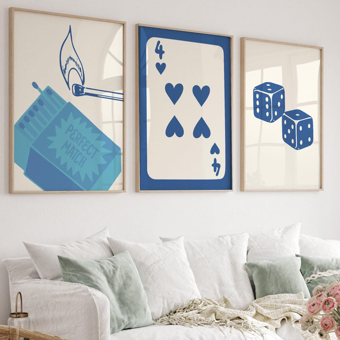 Trendy retro wall art set of 6,retro trendy aesthetic print,lucky you poster,blue print,trendy wall art,funny art, minimalist, digital art