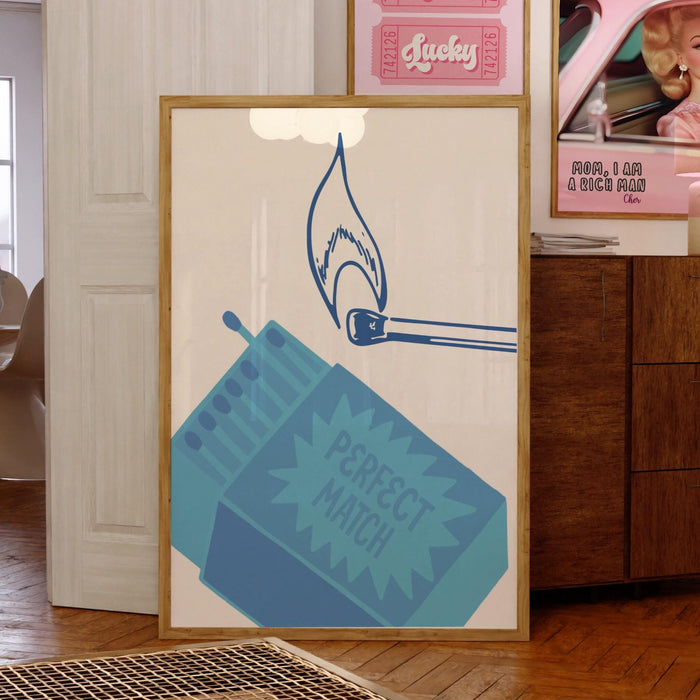 Trendy retro wall art set of 6,retro trendy aesthetic print,lucky you poster,blue print,trendy wall art,funny art, minimalist, digital art