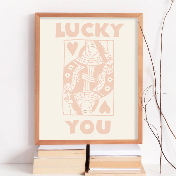 Trendy retro wall art set of 3, retro trendy aesthetic print,lucky you poster,beige print,trendy wall art,funny art, minimalist, digital art