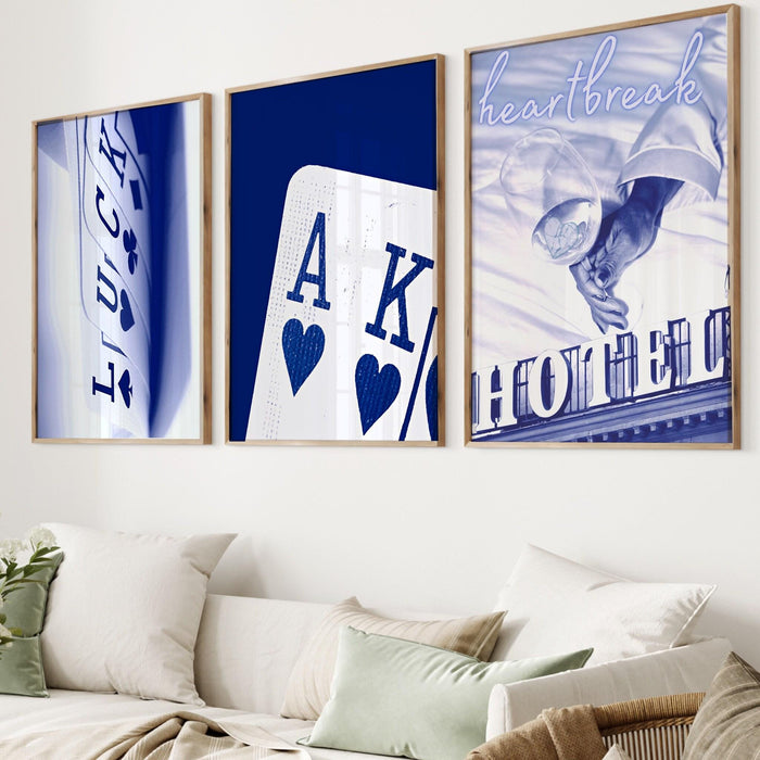 Trendy retro wall art set of 3, retro trendy aesthetic print,lucky you poster,blue print,trendy wall art,funny art, minimalist, digital art