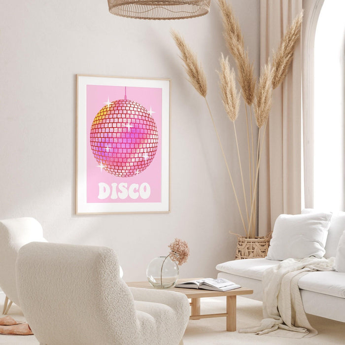 Trendy retro disco ball poster | retro print | preppy poster | disco poster | trendy retro | disco ball decor  | preppy prints | minimalist