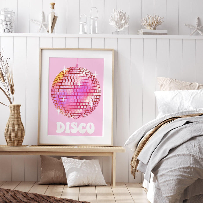 Trendy retro disco ball poster | retro print | preppy poster | disco poster | trendy retro | disco ball decor  | preppy prints | minimalist