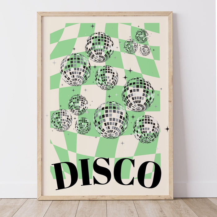 Trendy retro disco ball poster | retro print | preppy poster | disco poster | trendy retro | disco ball decor  | preppy prints | minimalist