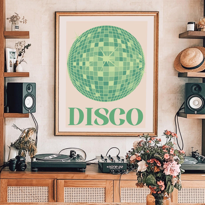 Trendy retro disco ball poster | retro print | preppy poster | disco poster | trendy retro | disco ball decor  | preppy prints | minimalist