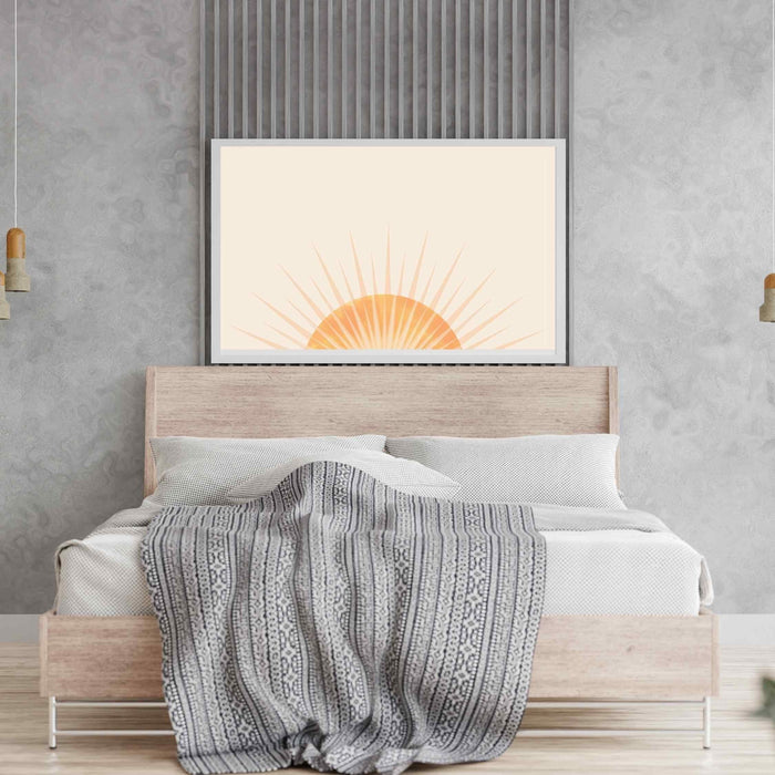 Sunrise wall art, boho horizontal sun print, yellow sun poster, boho art print, sunset print, sun nursery print, colorful sun, boho wall art
