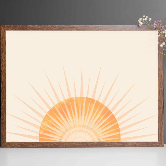 Sunrise wall art, boho horizontal sun print, yellow sun poster, boho art print, sunset print, sun nursery print, colorful sun, boho wall art