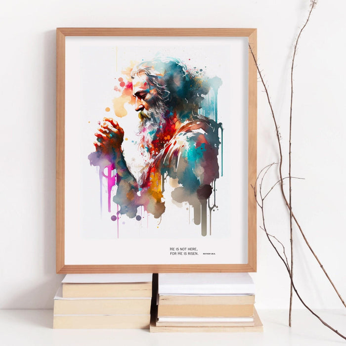 Scripture, watercolor printable, gift for christian, christian art, he is risen easter bible verse wall art scripture, digital wall art,