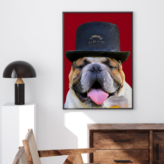Set of 3 bulldog prints,pet portrait, preppy room decor, trendy poster, bulldog wall art, funny dog, gift for teenage boy, kitchen bar decor