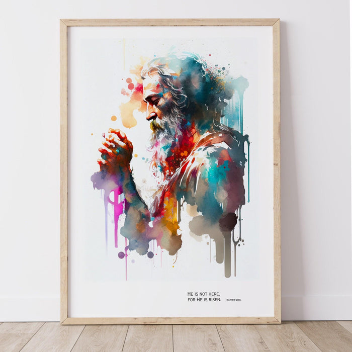 Scripture, watercolor printable, gift for christian, christian art, he is risen easter bible verse wall art scripture, digital wall art,