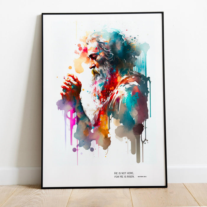 Scripture, watercolor printable, gift for christian, christian art, he is risen easter bible verse wall art scripture, digital wall art,