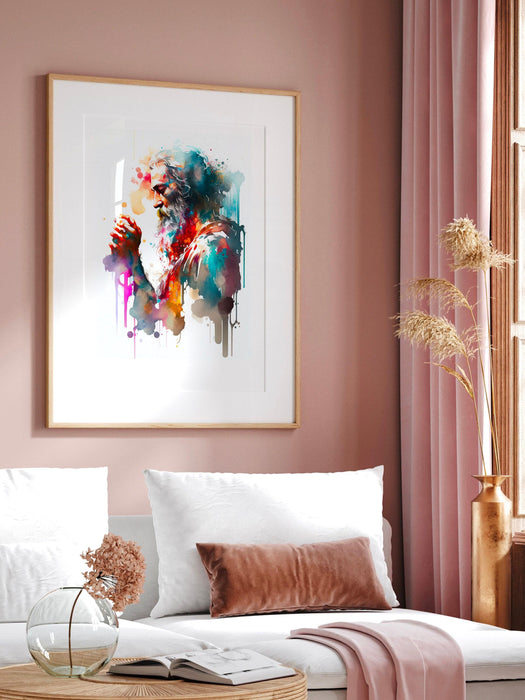 Scripture, watercolor printable, gift for christian, christian art, he is risen easter bible verse wall art scripture, digital wall art,