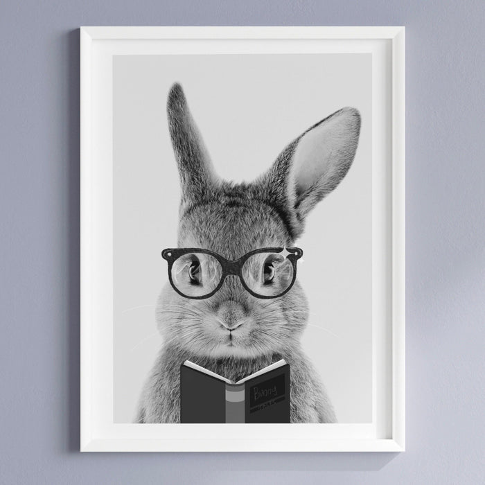 Safari animals nursery prints set of 3, black and white minimalist wall art, kids playroom decor, rabbit nursery decor, printable, baby gift